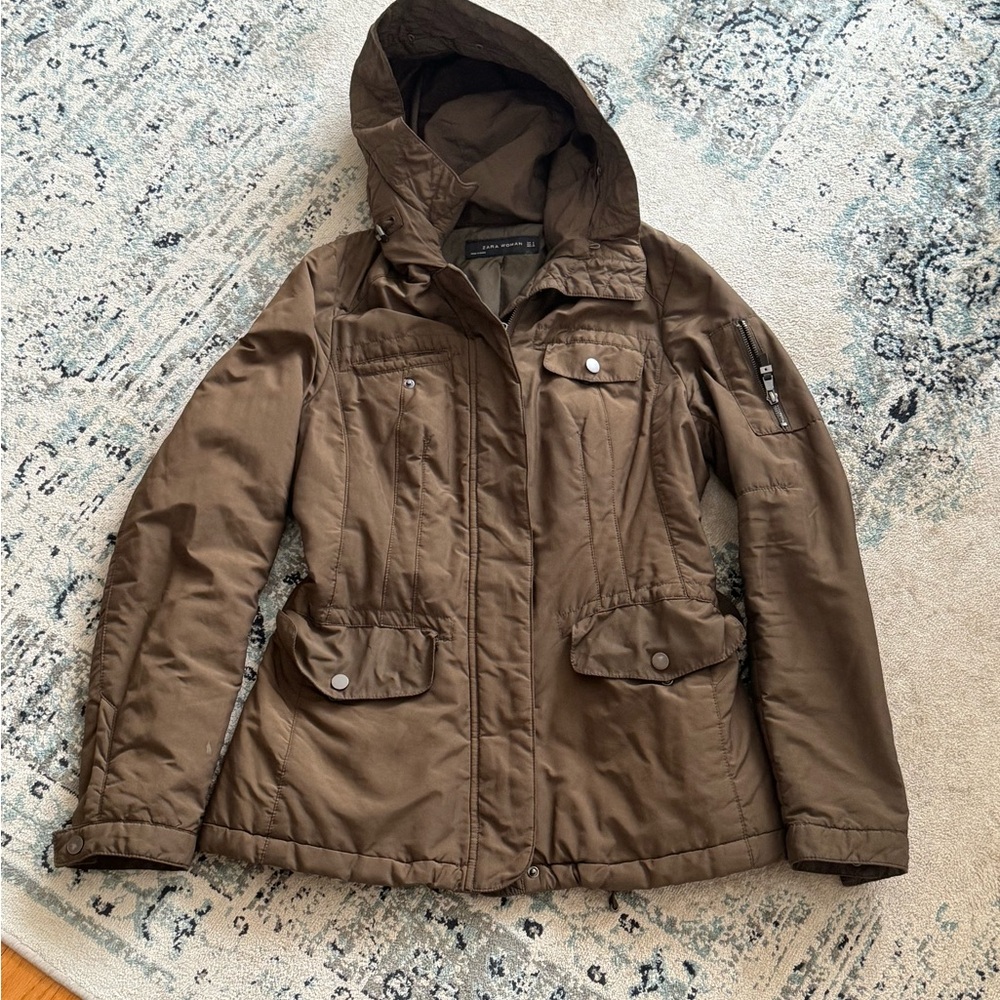 Zara Olive Quilted Jacket